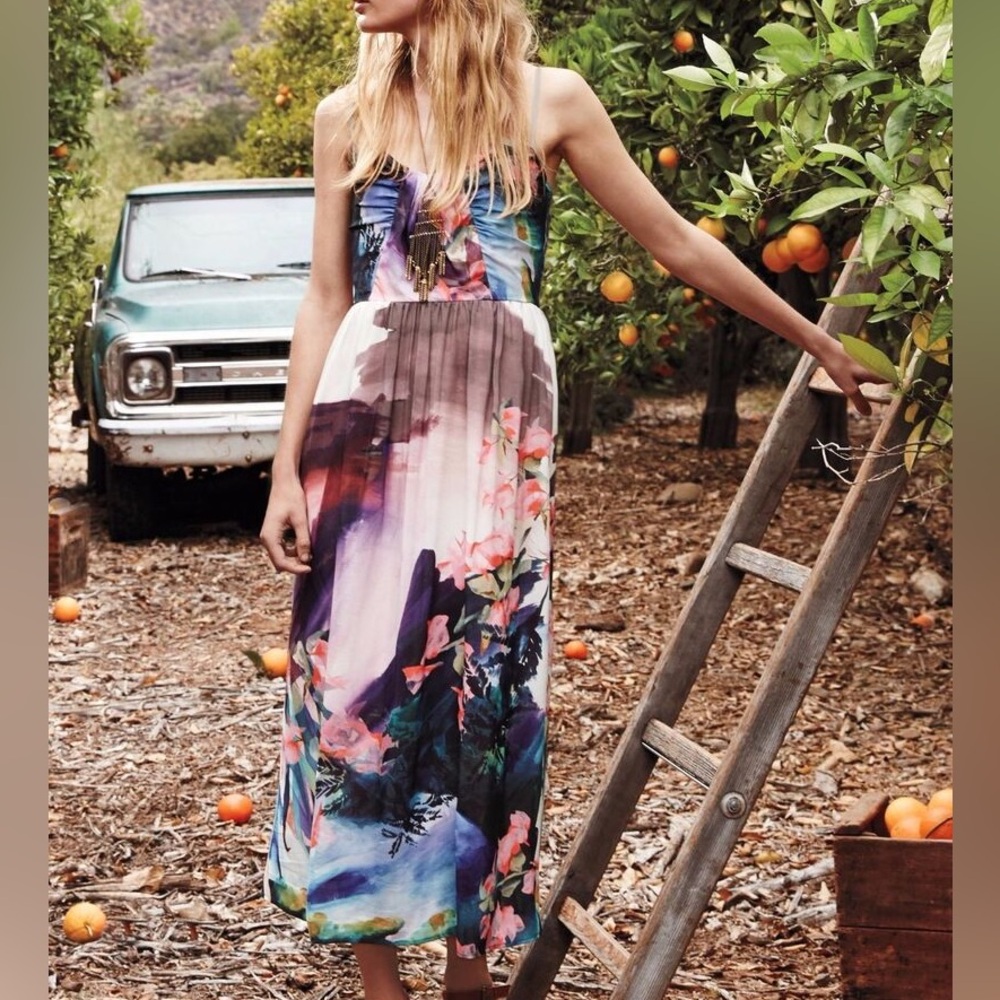 Anthropologie Corey Lynn Calter Daybreak Watercolor Midi Dress Sz 4